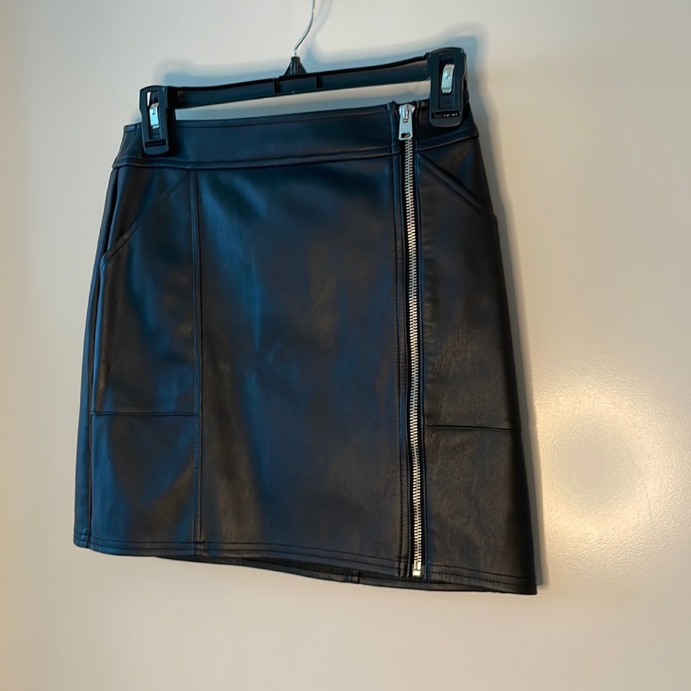 Faux leather skirt with zipper detail